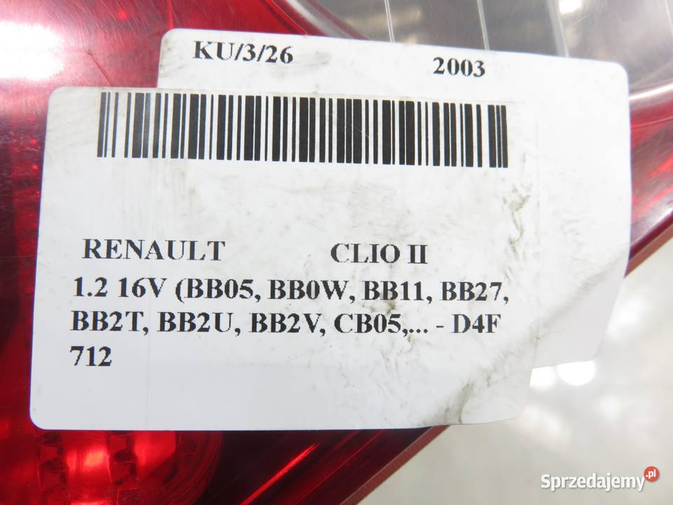 LAMPA LEWA TYLNA RENAULT CLIO II 8200071413