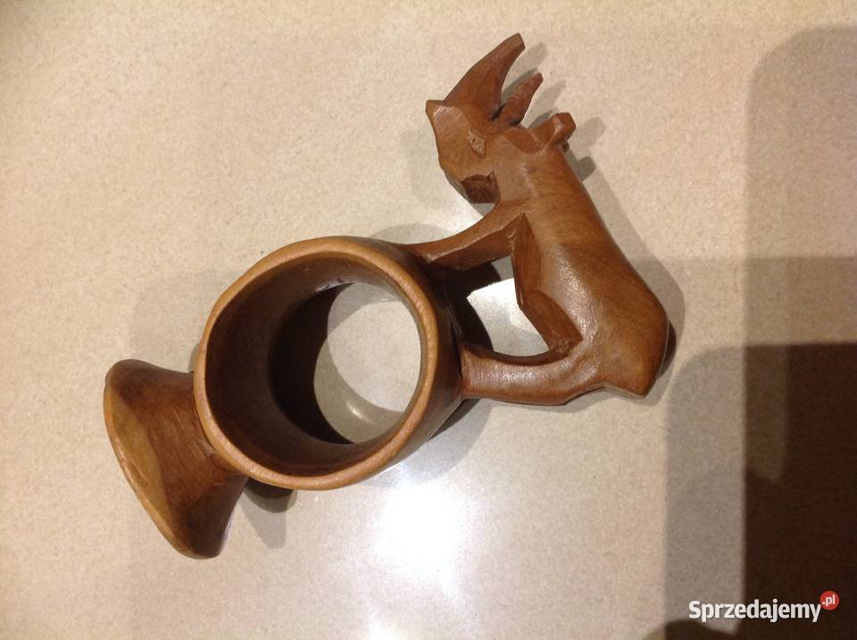 Rzeźba Drewniana Obrączka Serwetnik Nosorożec Nowa Sól