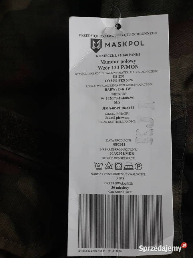 Mundur Wojskowy Polowy wzór 2019124P rozmiar MS mazowieckie Warszawa