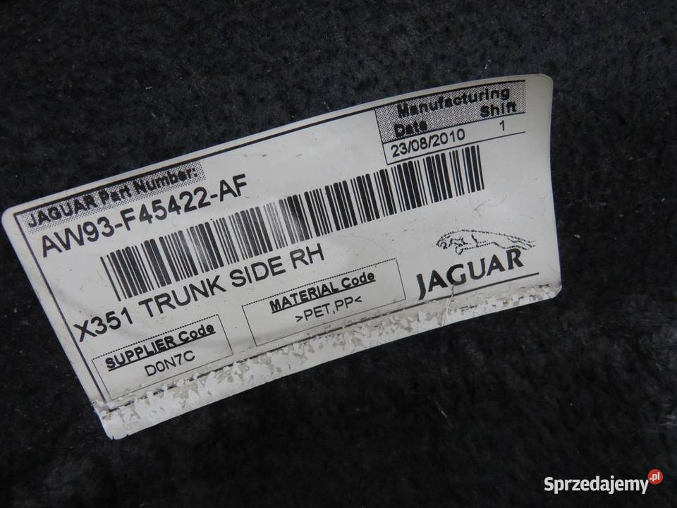 BOCZEK BAGAŻNIKA PRAWY JAGUAR XJ X351 osobowe