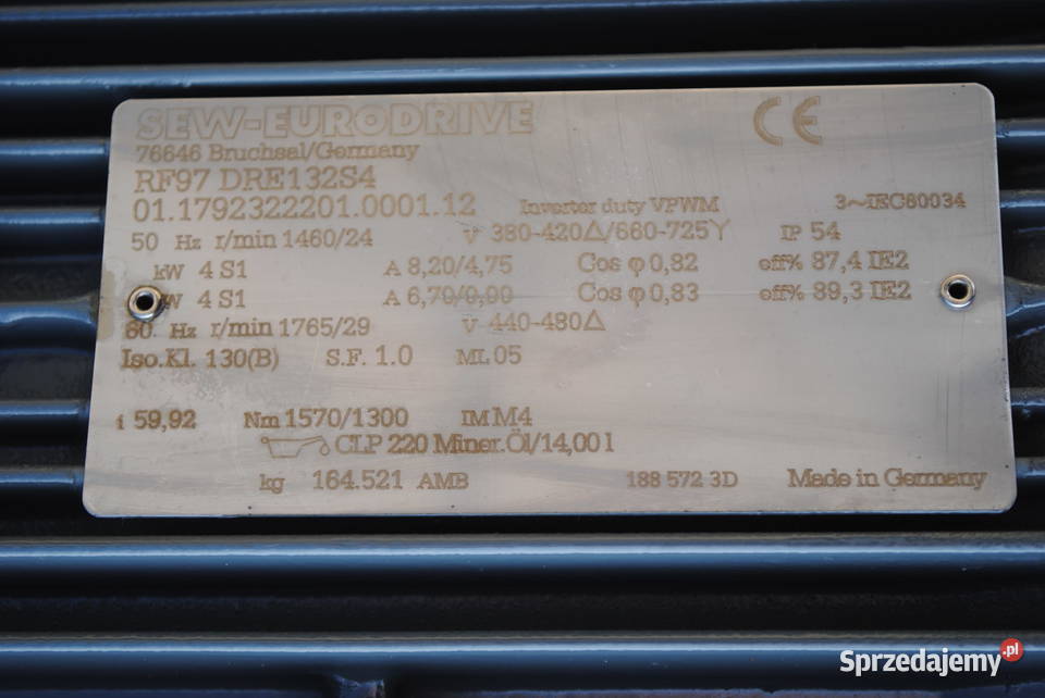 Motoreduktor kołnierzowy 4kw 24obrmin Firmy SEW Kargowa sprzedam
