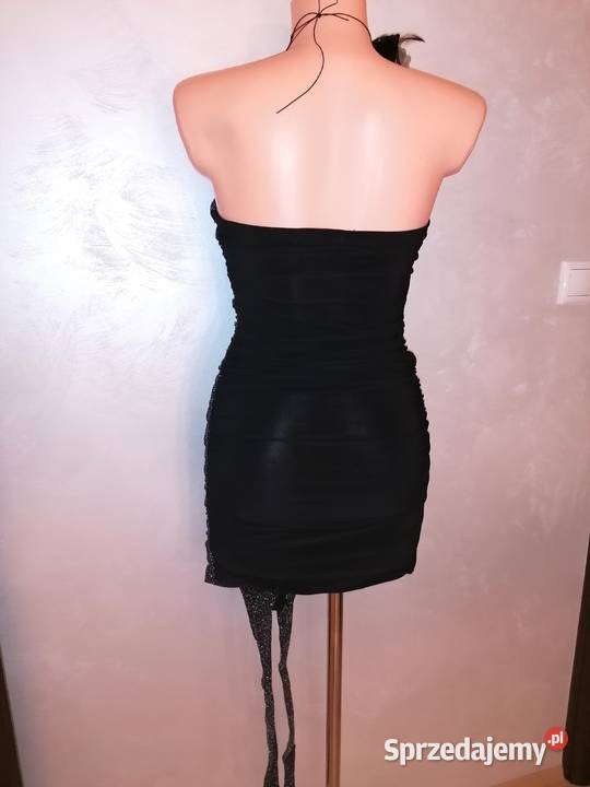 Włoska sukienka koktajlowa czarnosrebrna Warszawa sprzedam