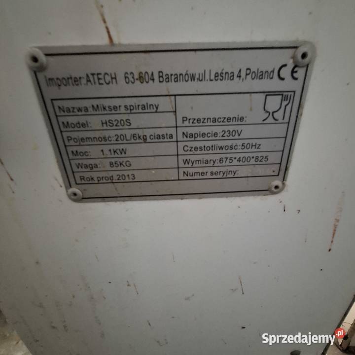 Mikser spiralny Olsztyn sprzedam