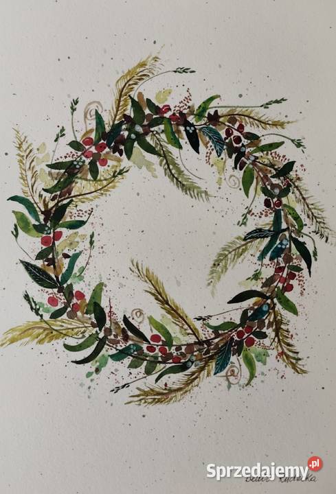 Akwarela Akwarelka Obraz pt Wianek Opaka Duża