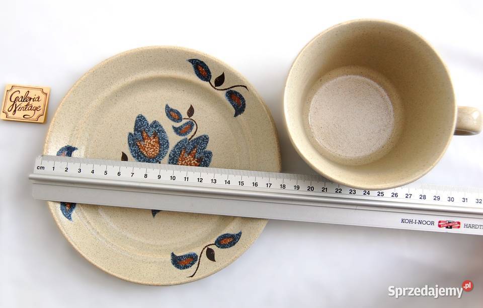 Serwis deserowy talerze filiżanki kamionka Lublin