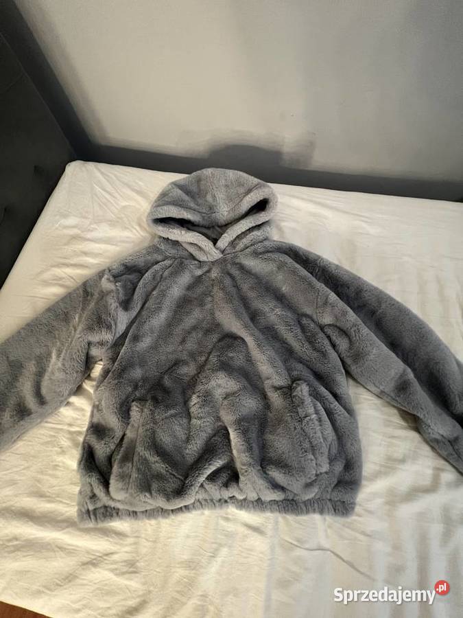 Bluza z kapturem futerkowa z futerkiem szara dziewczynka Jasło
