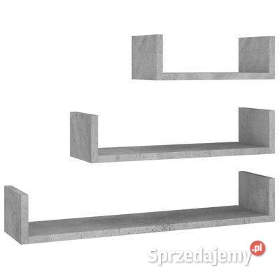 vidaXL Półki ścienne, 3 szt., betonowy szary, materiał drewn