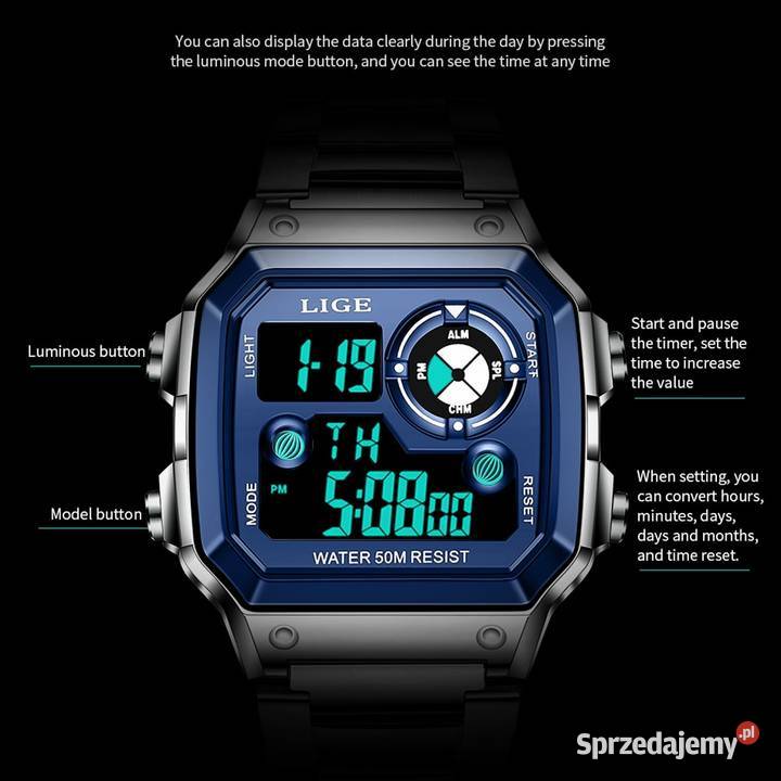 Zegarek elektroniczny męski w stylu Casio alarm lubuskie Gorzów Wielkopolski