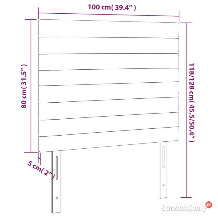 Zagłówek do łóżka z LED ciemnoszary 100x5x118128 Warszawa