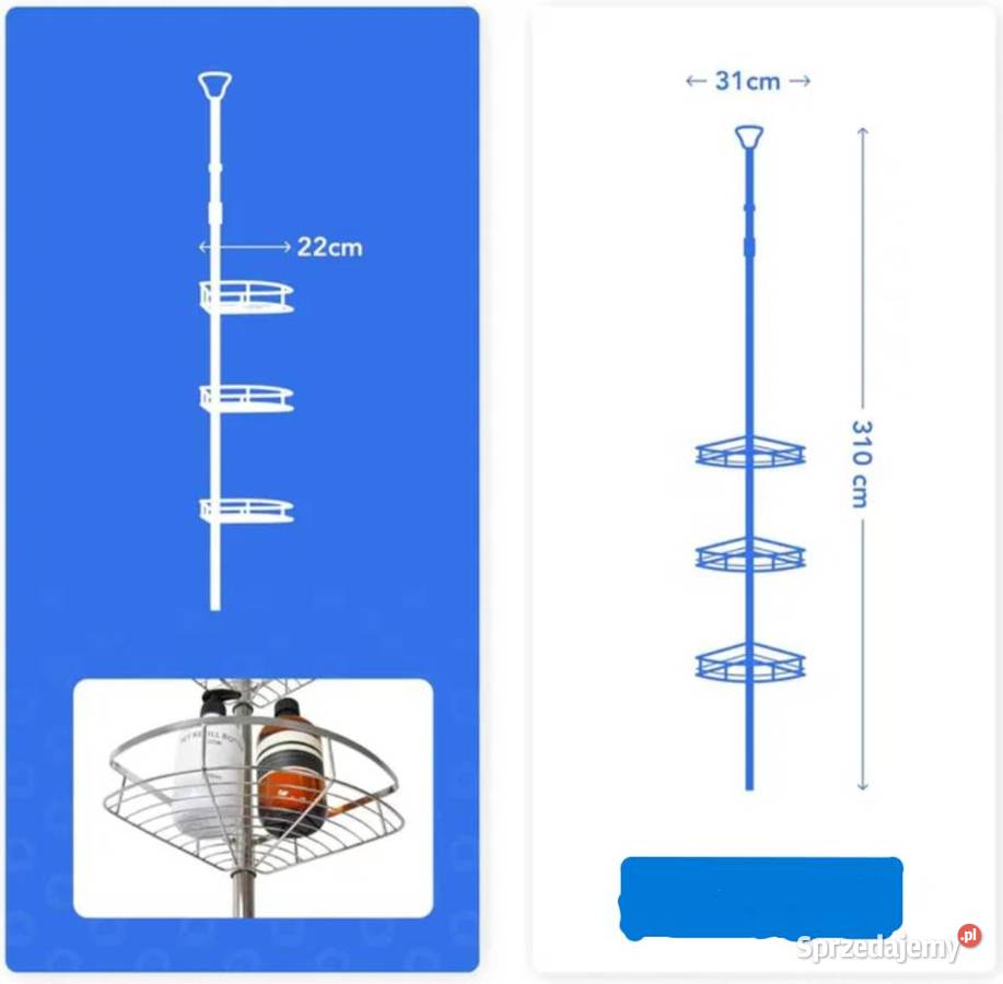 Regulowana Nierdzewna Półka PrysznicowaKuchenna Poraj