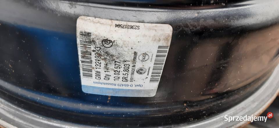 Felgi stalowe Opel Insignia OE 2170103 13219393 pomorskie Kościerzyna