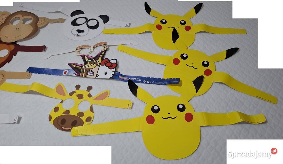 Papierowe maski kapelusze czapki okulary mix 11 sprzedam