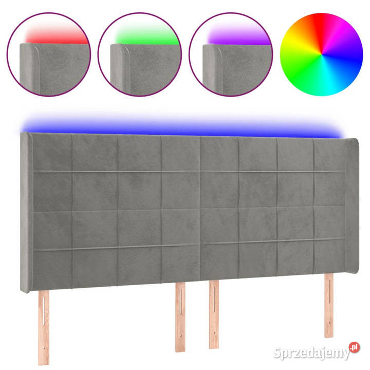 Zagłówek do łóżka z LED jasnoszary 203x16x118128 mazowieckie