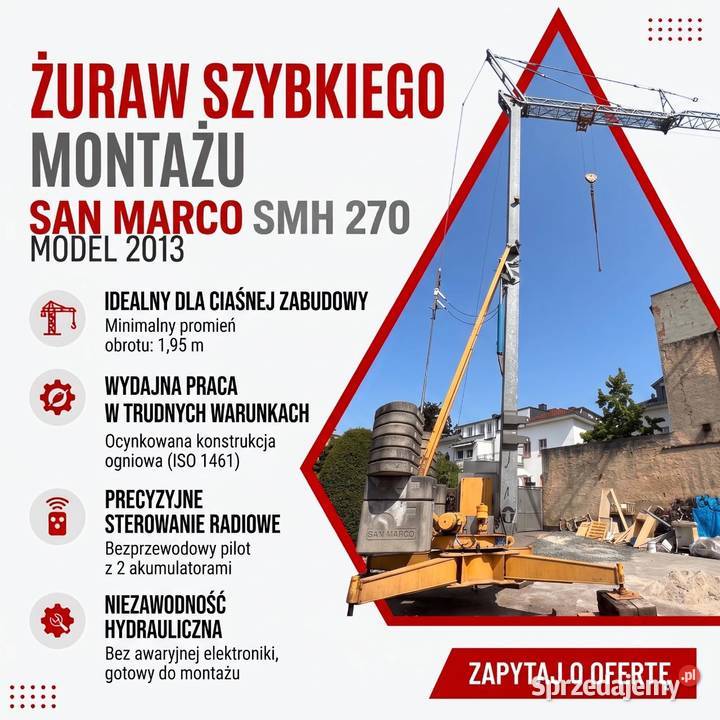 Żuraw budowlany dźwig budowlany dekarski prace Poznań