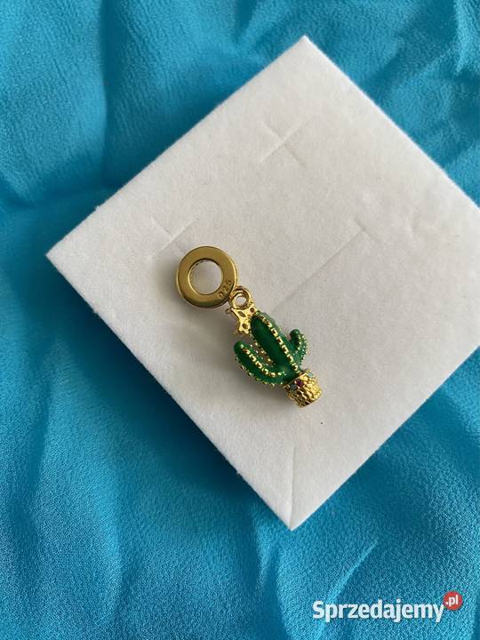 nowa pozłacana zawieszka charms beads kaktus w