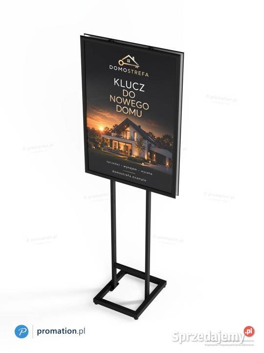 Czarny stojak na plakat A1 z ramą OWZ SLIM do Sklep Łódź