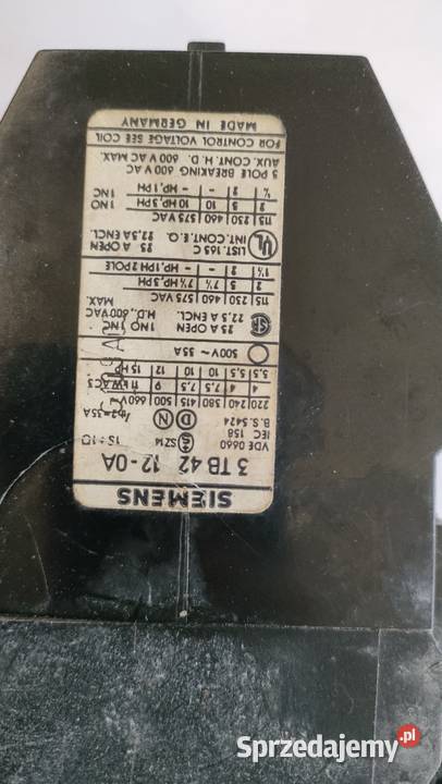 Stycznik mocy Siemens 3TB42 120A napięcie 380460 Pozostałe zachodniopomorskie Szczecin