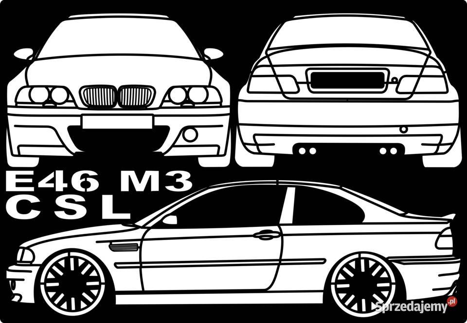 BMW E46 M3 grafika ścienna mdf czarny śląskie Świerklaniec
