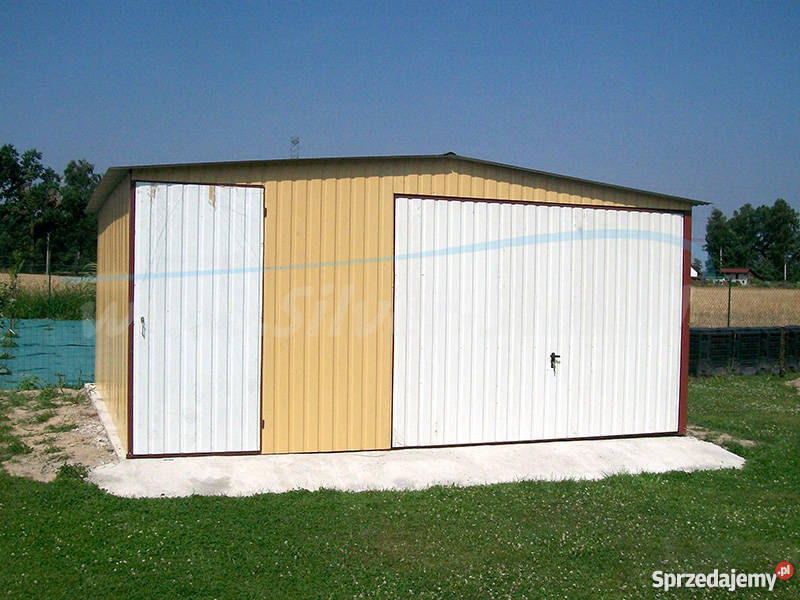 Garaż blaszany drewnopodobny 6x6 blacha orzech Biłgoraj