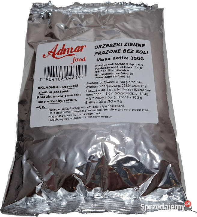 Orzeszki ziemne prażone bez soli 350g Admar Bakalie, orzechy Czeladź