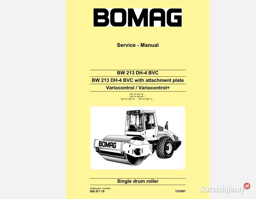 BOMAG BW213DH4BVC BW213DH4 BVC instrukcja napraw motoryzacja, transport Kielce