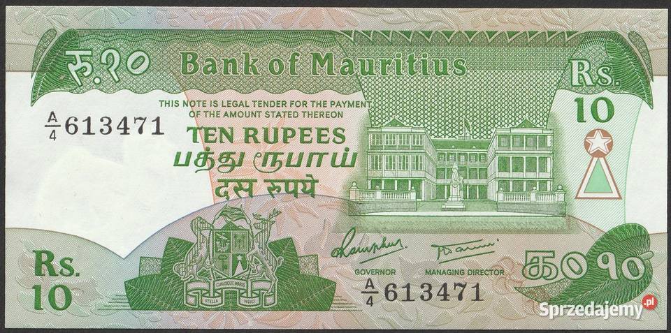 Mauritius 10 rupees 1985 stan bankowy UNC Łódź