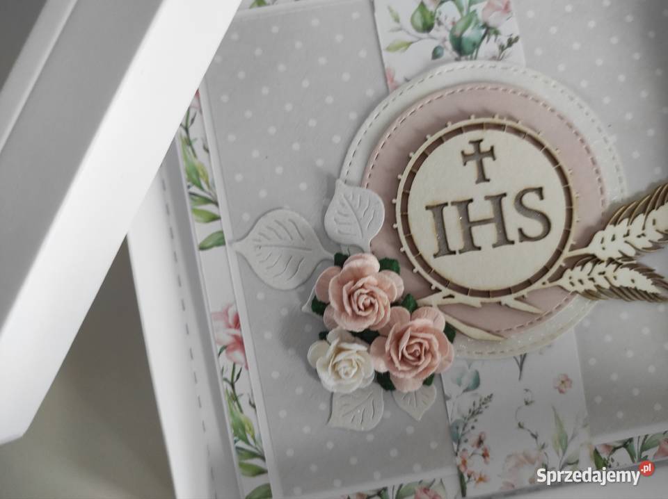 Kartka w pudełku ręcznie robiona na Komunię Łódź sprzedam