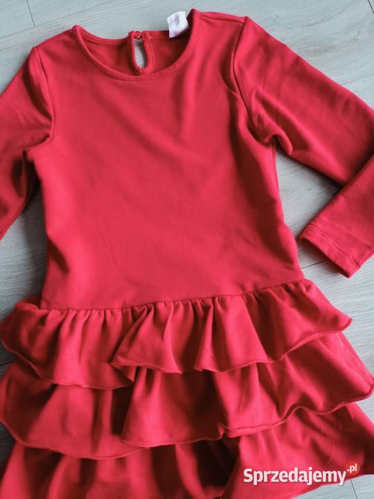 Sukienka dziewczęca czerwona na długi rękaw z Płock