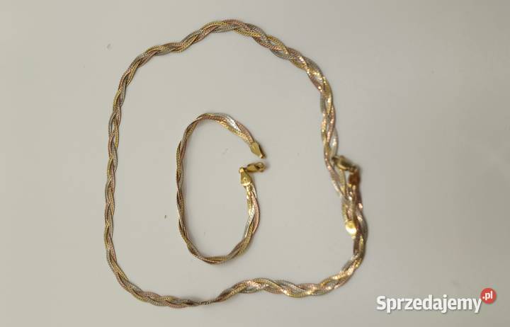 Łańcuszek z bransoletką Płaska pleciona taśma Łańcuszki sprzedam