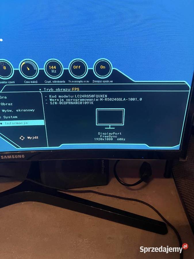 Monitor Zakrzywiony Samsung 24 144hz FHD 4ms Radlin