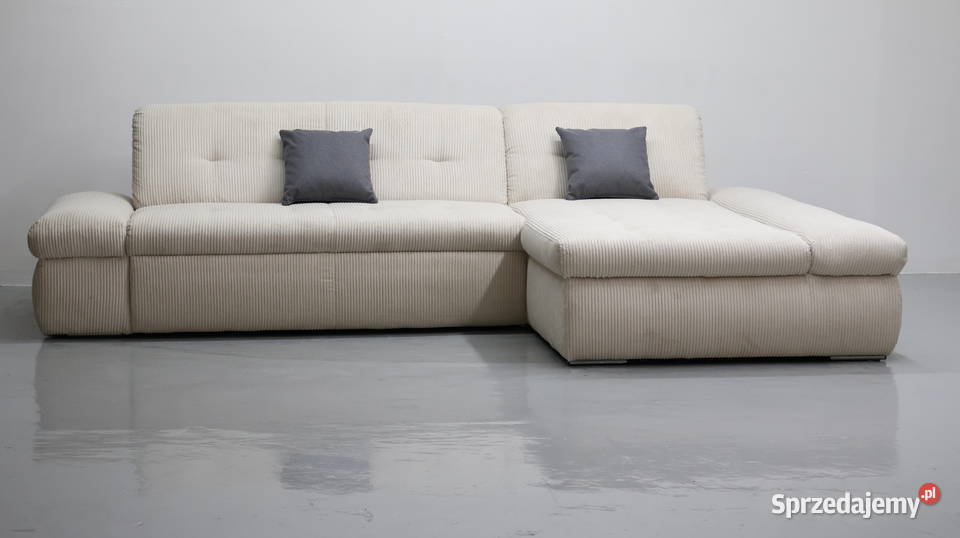 TIL Narożnik z funkcją spania beżowa tkania Poznań