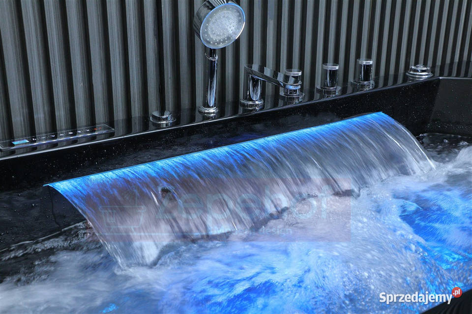 Czarna wanna z hydromasażem EBX869 prostokątna Grabówka