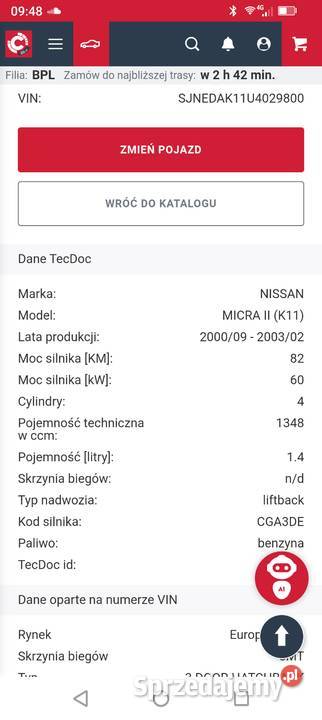 silnik 14 16v CGA3DE Nissan Micra almera SWAP Samochody na części Samochody na części Wólka Plebańska