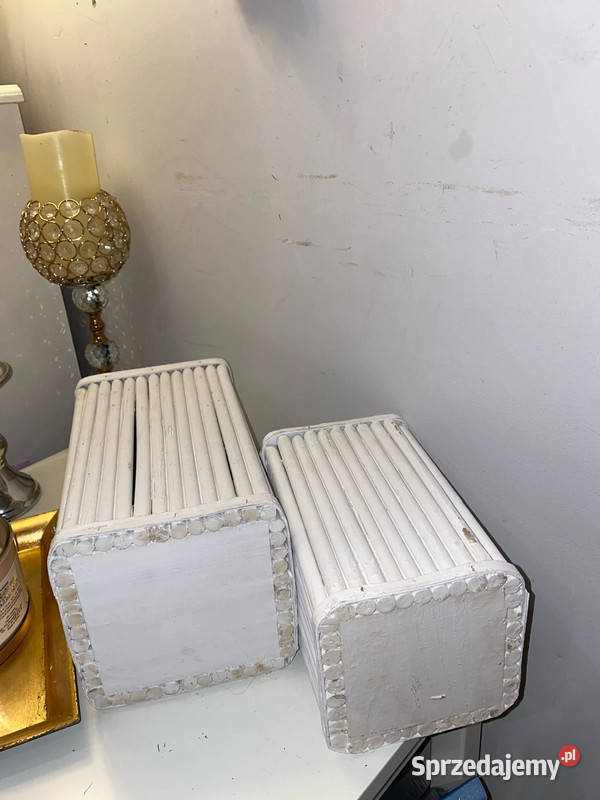 dwa drewniane bambusowe świeczniki doniczki małopolskie