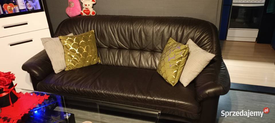 Sprzedam czarna skórzaną kanapę 90cm