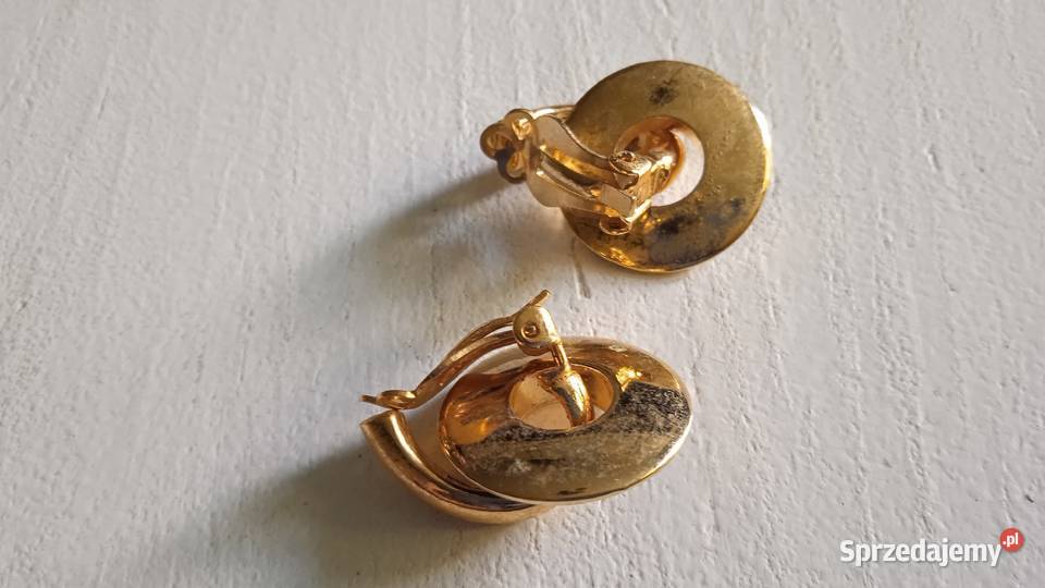 ZŁOCONE KLIPSY Z PORCELANĄ W KOLORZE INDYGO pozłacane wielkopolskie Piła