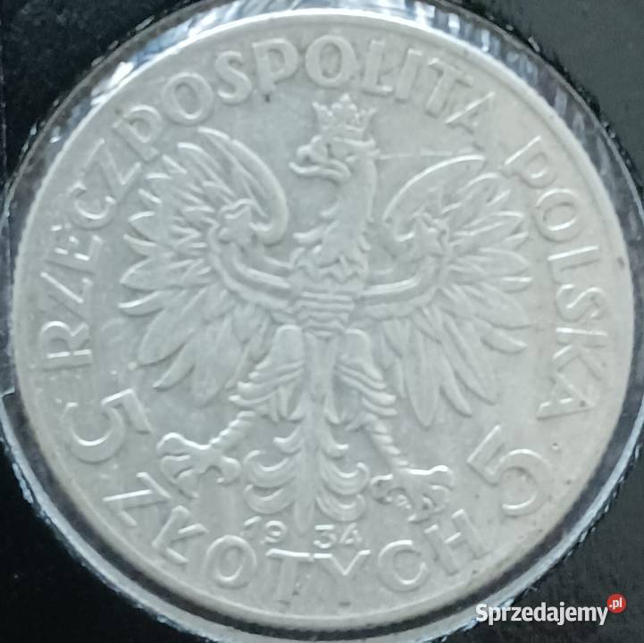 5 Głowa kobiety 1934 r srebro oryginał Konin