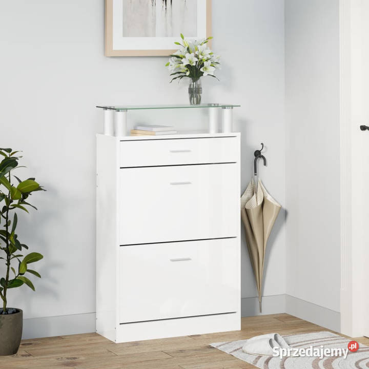 Szafka na buty wysoki połysk biała 63x24x104 Warszawa