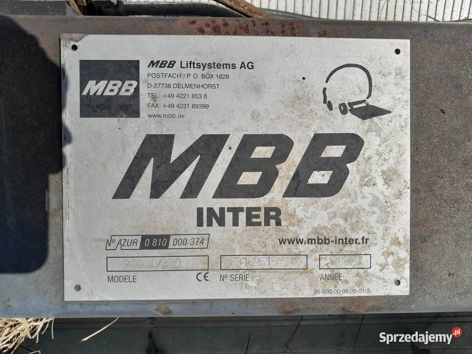 WINDA HYDRAULICZNA MBB 2000K800 2002 r udźwig