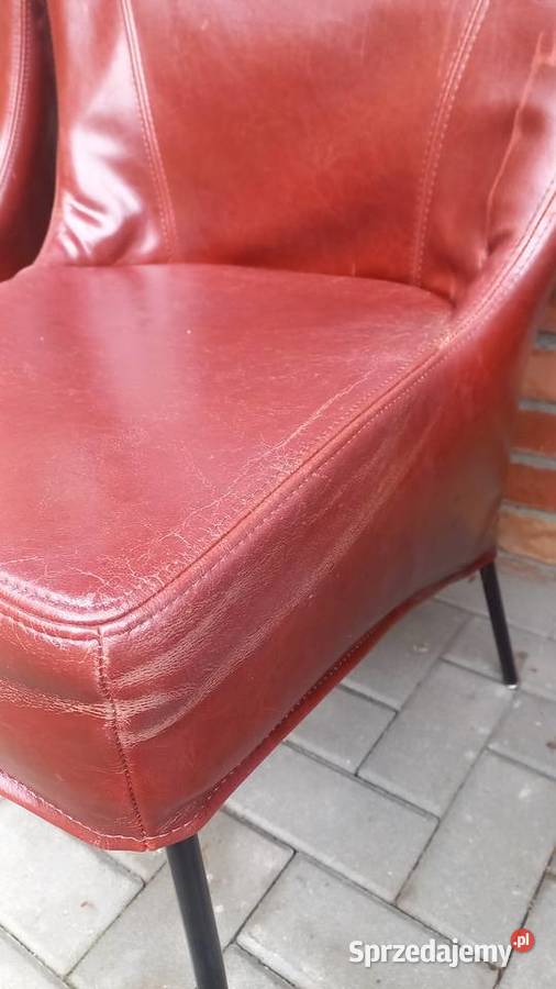 Krzesła skórzane na metalowych nogach 4 brązowo zachodniopomorskie