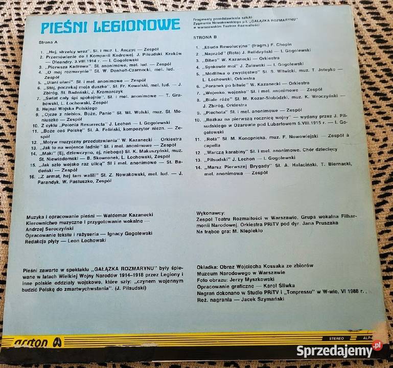 Pieśni legionowe Piłsudskiego płyta winylowa z Płyty i kasety Chełmno