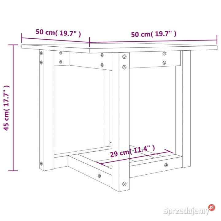 Stolik kawowy szary 50x50x45 lite drewno sosnowe Warszawa