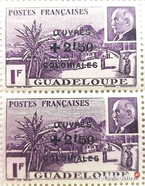 Gwadelupa Kolonie francuskie reżimu Vichy Ptain Filatelistyka Bronisze