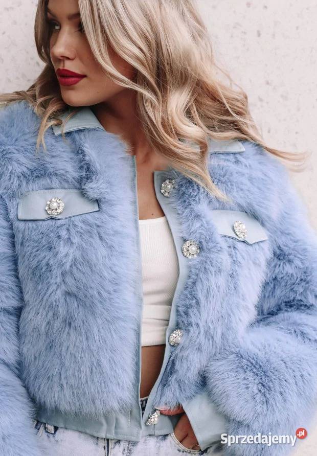 Kurtka Damska Krótka Furry Imitacja Futra Nowy Kawęczyn