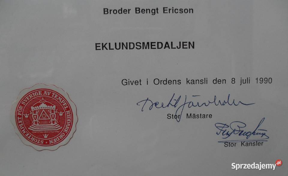 Srebrny Medal Templariuszy zasługi zakonu Warszawa