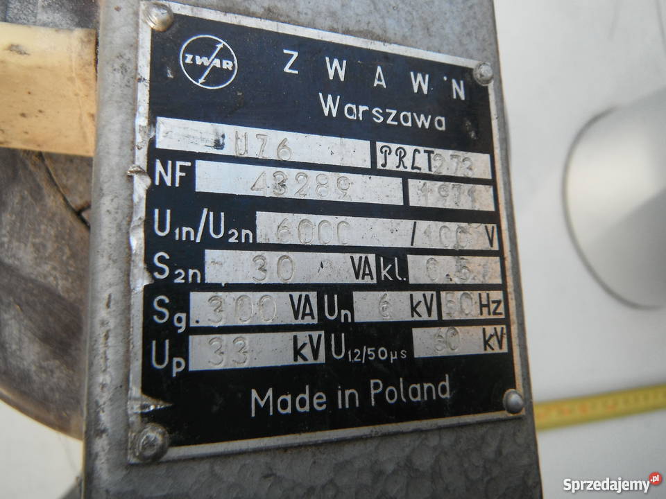 Transformator U76 Zwar 6000100V Zwawn 300VA Chlewiska