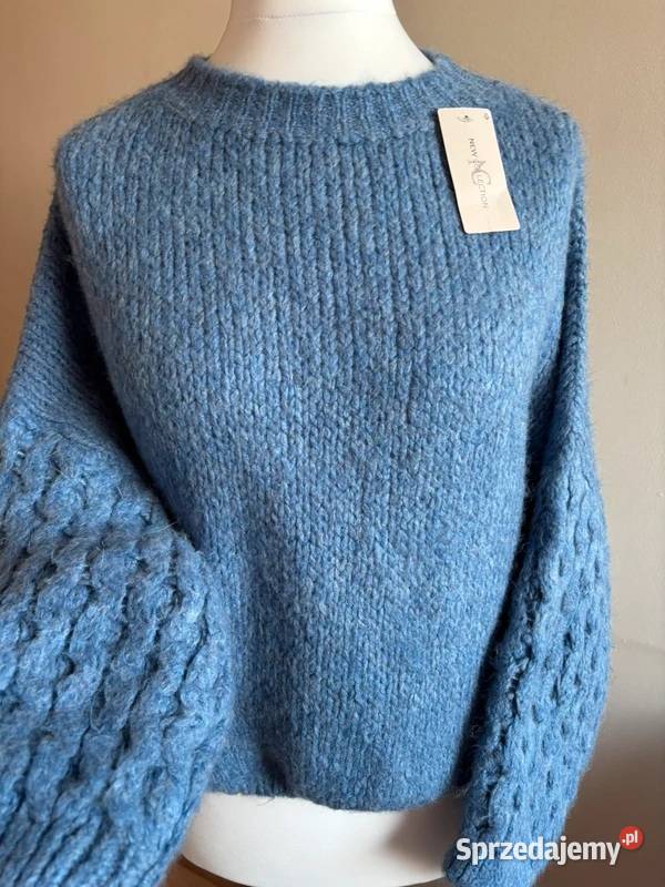 Sweter damski gruby splot oversize granatowy Szczecin