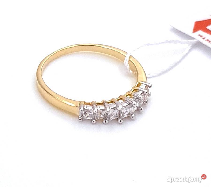Pierścionek r15 Złoty pr585 Obrączkowy korona z złote