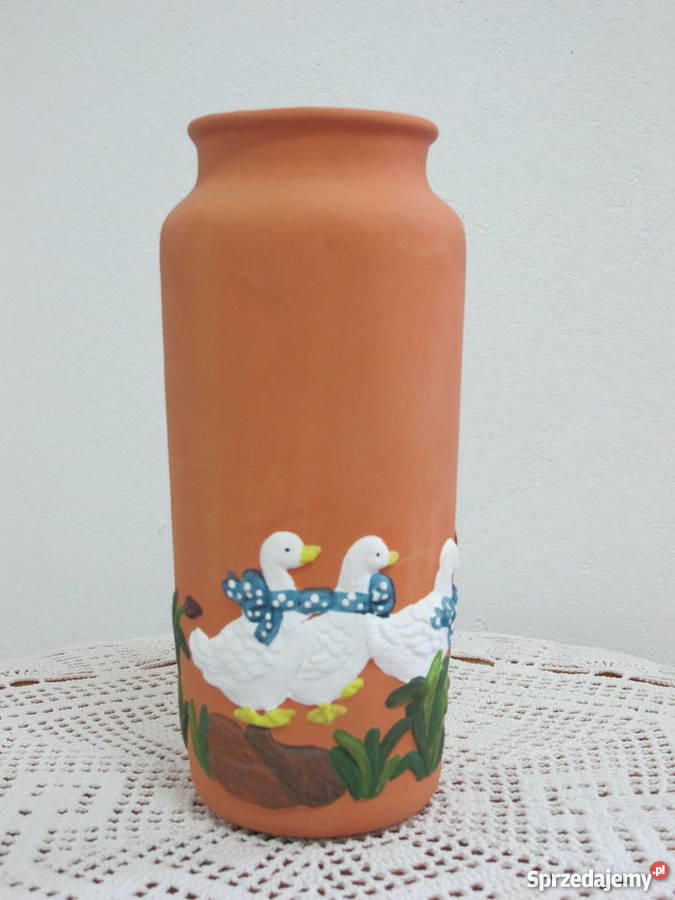 Wazon ceramiczny z motywem gęsi wysokość 25 Ceramika i szkło