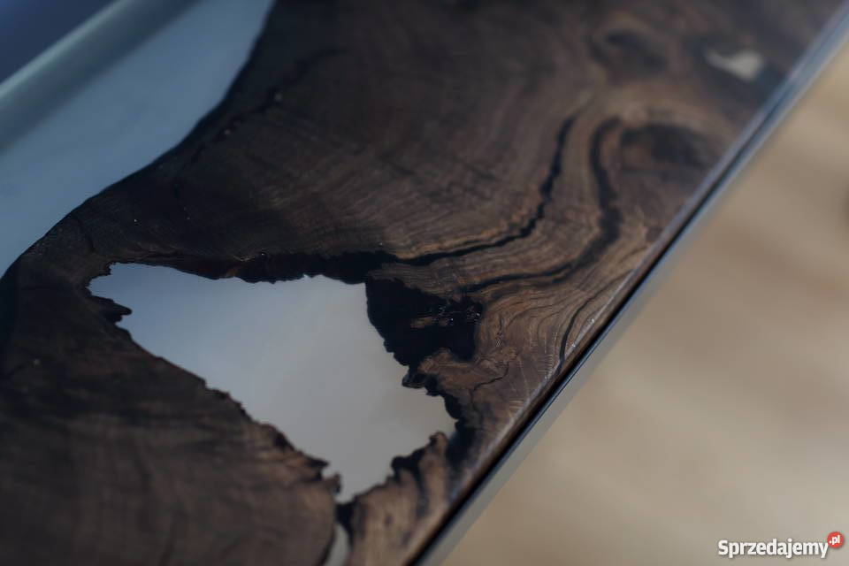 Konsola czarny dąb stół bezbarwna żywica epoksyd Warszawa